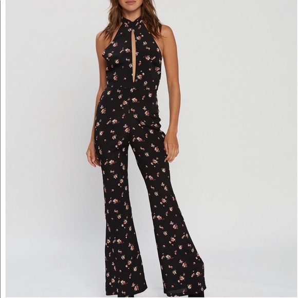 Flynn Skye Elaina dark bloom halter jumpsuit NWT - Picture 11 of 11